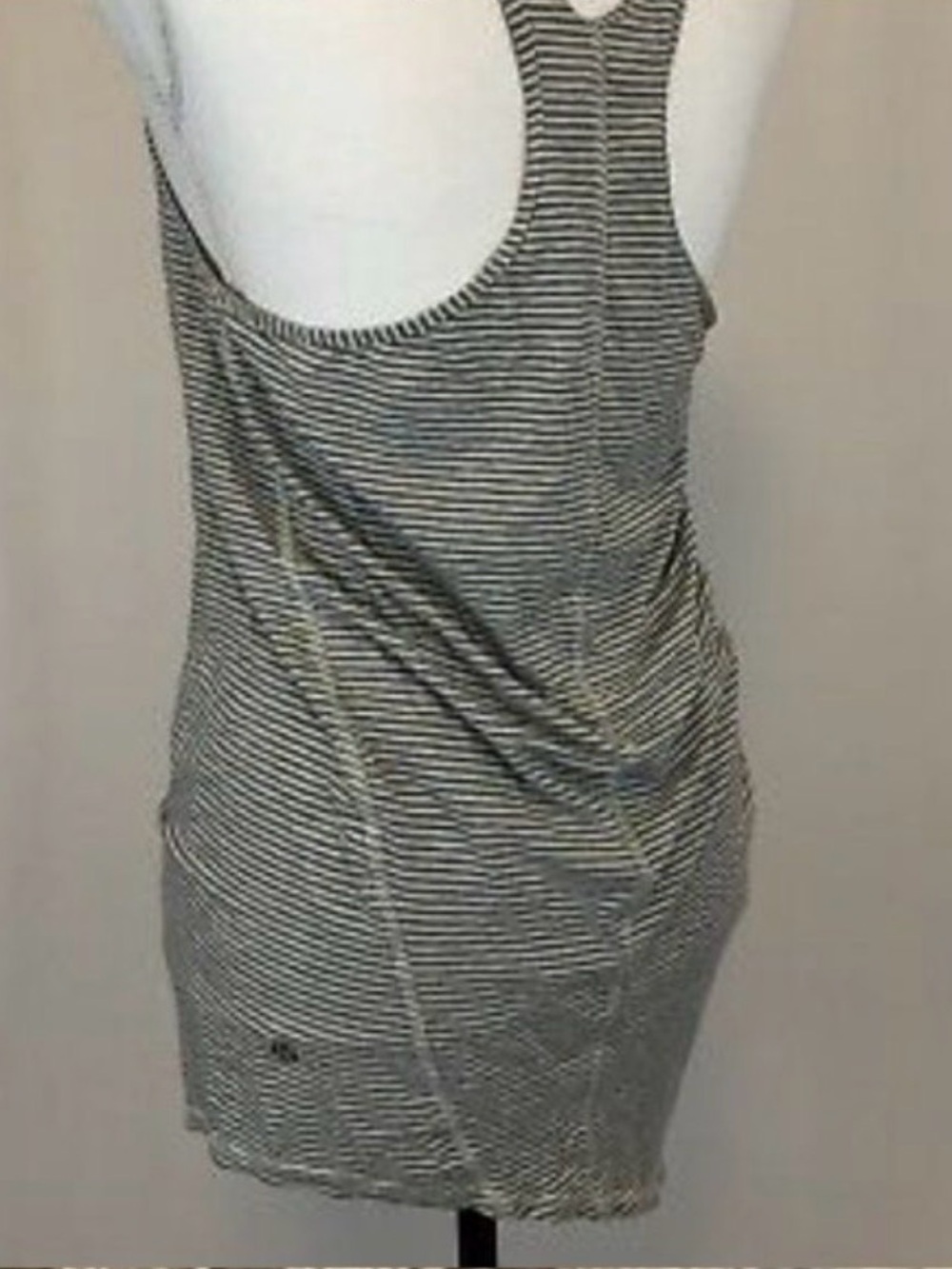 Lululemon Torque Racerback Asymmetrical Tank Top Gray White Stripe